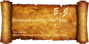 Bosnyakovits Júlia névjegykártya